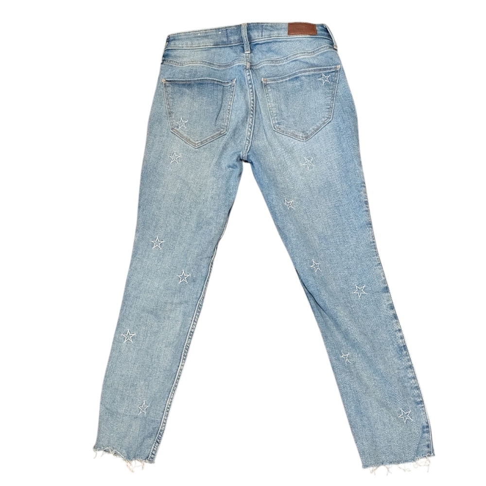 Hollister Y2K Women's Light Blue Star Embroidered Jeans Curvy High Rise Crop - Picture 4 of 9